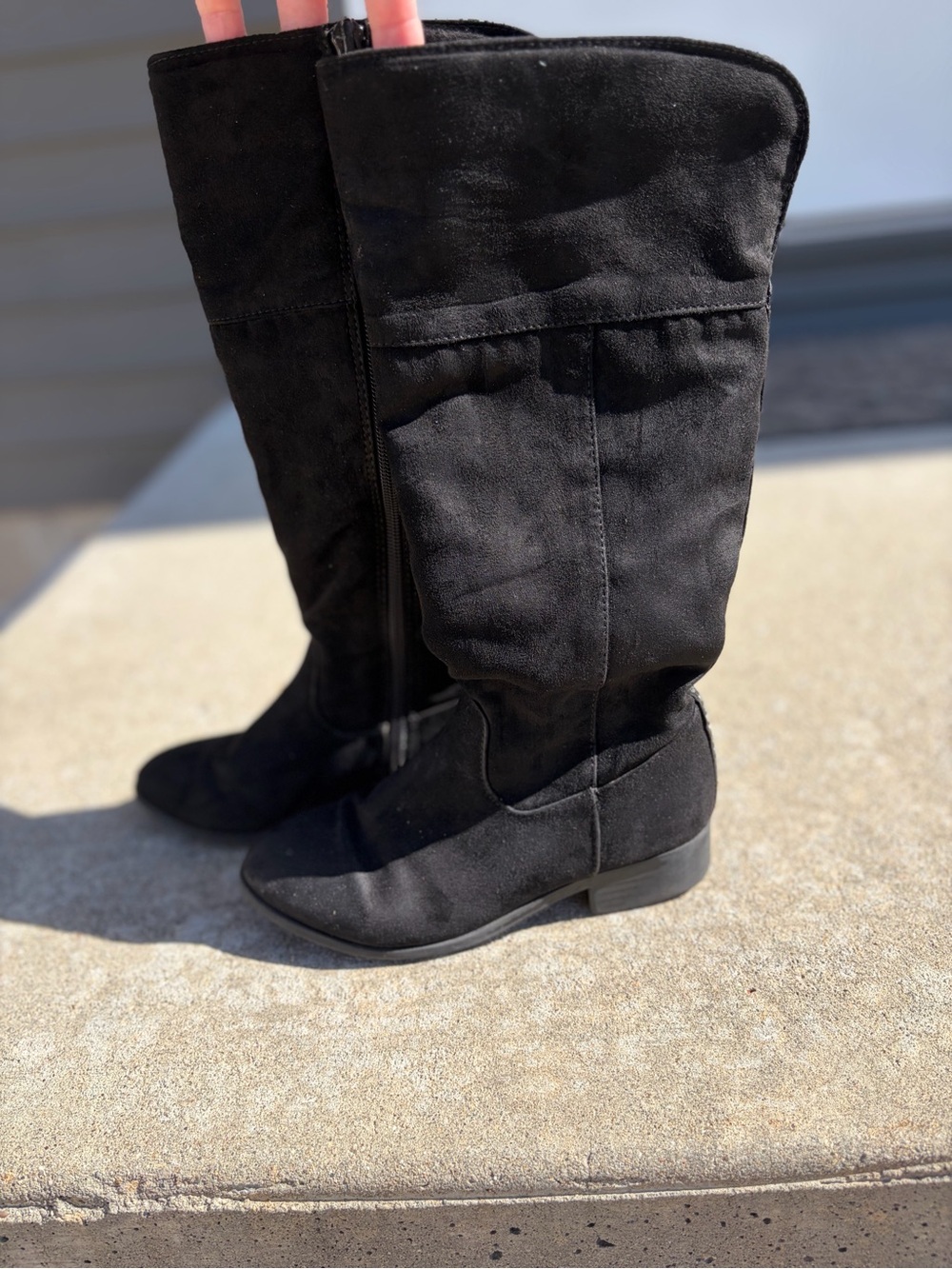 Steve Madden Black Suede Tall Kids Boots